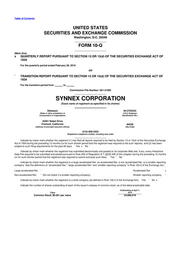 Thumbnail TD Synnex 10-Q Quarterly Report FY 