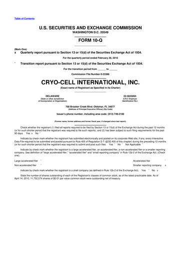 Thumbnail Cryo-Cell International 10-Q Quarterly Report FY 