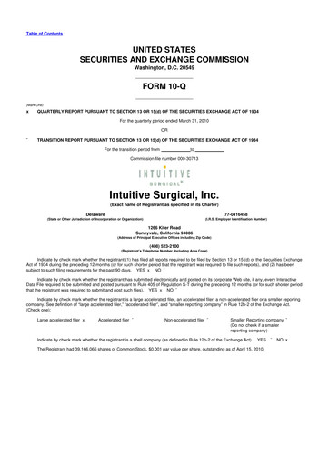 Thumbnail Intuitive Surgical 10-Q Quarterly Report FY2010 