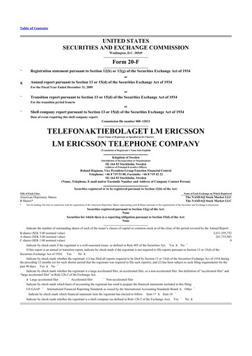 Vorschaubild Ericsson 20-F Jahresbericht 