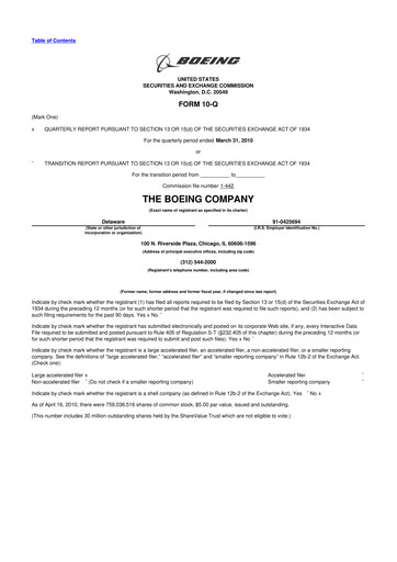 Thumbnail Boeing 10-Q Quarterly Report FY2010 