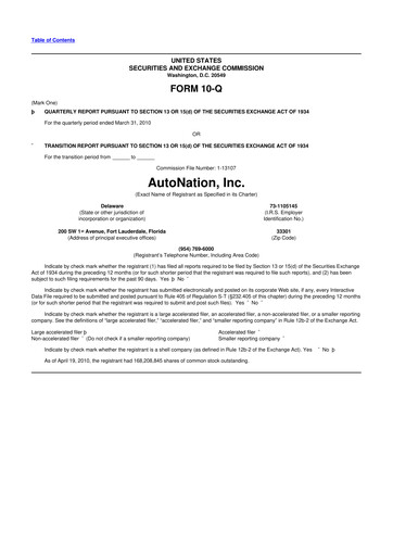 Thumbnail AutoNation 10-Q Quarterly Report FY 