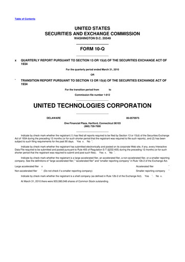 Vorschaubild RTX 10-Q Quartalsbericht 2010 