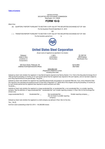 Thumbnail U.S. Steel
 10-Q Quarterly Report FY2010 