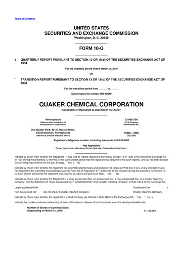Thumbnail Quaker Houghton 10-Q Quarterly Report FY 