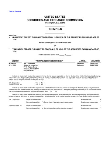Thumbnail United Airlines Holdings
 10-Q Quarterly Report FY 