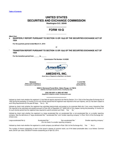 Thumbnail Amedisys 10-Q Quarterly Report FY 