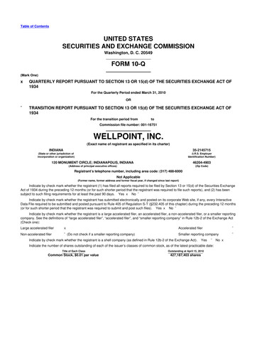 Vorschaubild Elevance Health 10-Q Quartalsbericht 2010 