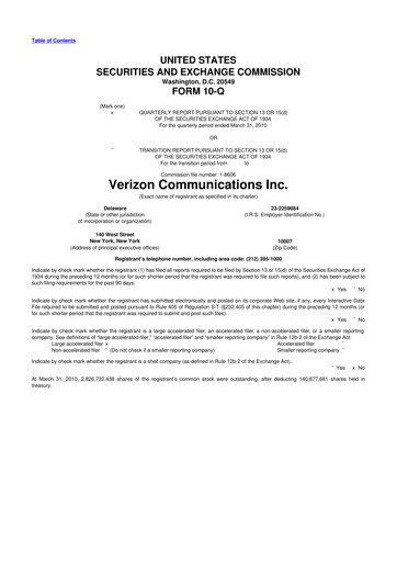 Vorschaubild Verizon 10-Q Quartalsbericht 2010 