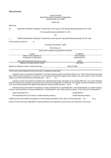 Vorschaubild Altria Group 10-Q Quartalsbericht 2010 