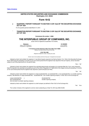 Thumbnail The Interpublic Group of Companies 10-Q Quarterly Report FY 