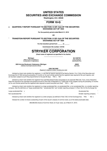 Thumbnail Stryker Corporation 10-Q Quarterly Report FY 