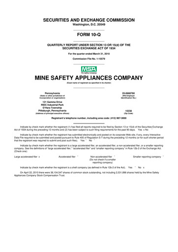 Thumbnail MSA Safety 10-Q Quarterly Report FY 
