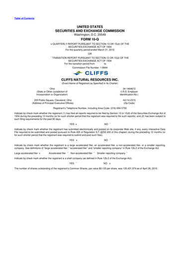 Thumbnail Cleveland-Cliffs 10-Q Quarterly Report FY 