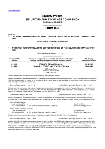 Vorschaubild Dominion Energy 10-Q Quartalsbericht 2010 