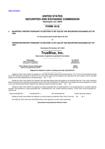 Thumbnail TrueBlue 10-Q Quarterly Report FY 