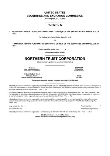 Thumbnail Northern Trust
 10-Q Quarterly Report FY2010 