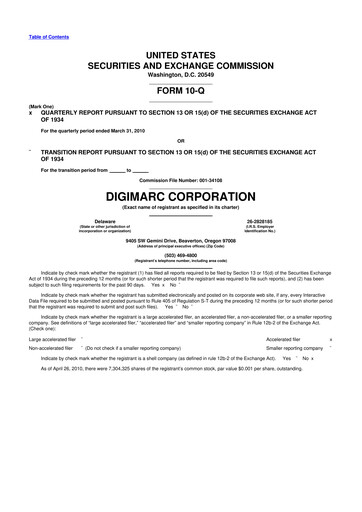 Thumbnail Digimarc
 10-Q Quarterly Report FY 