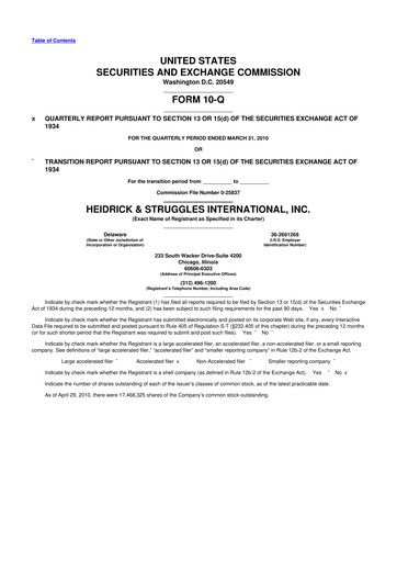 Miniature Heidrick & Struggles

 10-Q Rapport trimestriel  