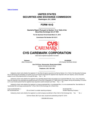 Thumbnail CVS Health 10-Q Quarterly Report FY2010 