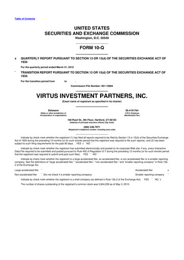 Thumbnail Virtus Investment Partners 10-Q Quarterly Report FY 