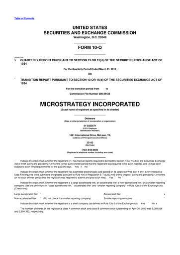 Thumbnail Strategy 
 (MicroStrategy) 10-Q Quarterly Report FY 