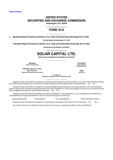 Thumbnail SLR Investment 10-Q Quarterly Report FY 