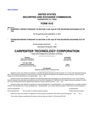 Thumbnail Carpenter Technology 10-Q Quarterly Report FY 