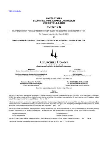 Thumbnail Churchill Downs 10-Q Quarterly Report FY 