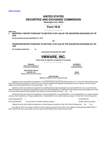 Thumbnail Vmware 10-Q Quarterly Report FY 