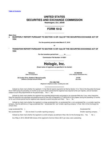 Thumbnail Hologic 10-Q Quarterly Report FY2010 
