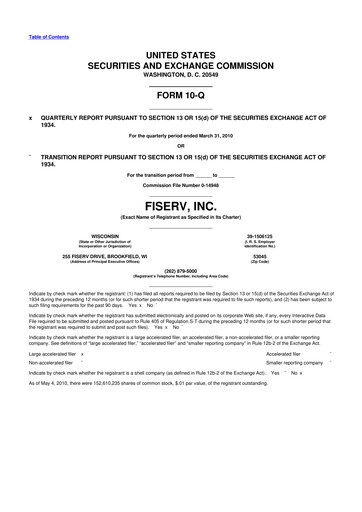 Thumbnail Fiserv 10-Q Quarterly Report FY2010 