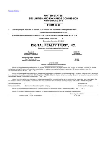 Thumbnail Digital Realty 10-Q Quarterly Report FY 