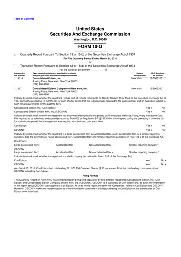 Thumbnail Consolidated Edison 10-Q Quarterly Report FY2010 