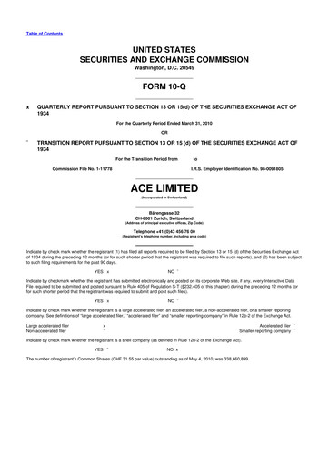 Vorschaubild Chubb 10-Q Quartalsbericht 2010 