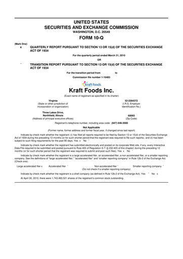 Thumbnail Mondelez International 10-Q Quarterly Report FY2010 