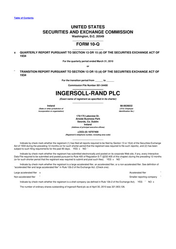 Vorschaubild Trane Technologies
 10-Q Quartalsbericht 2010 