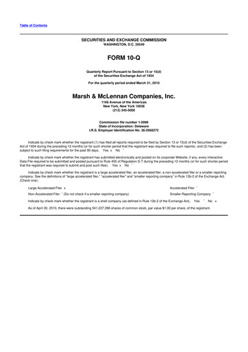 Thumbnail Marsh & McLennan Companies 10-Q Quarterly Report FY2010 