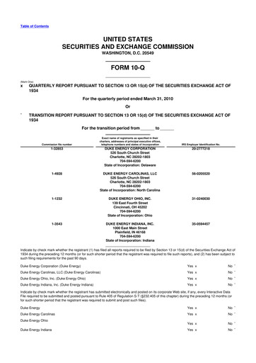 Thumbnail Duke Energy 10-Q Quarterly Report FY2010 