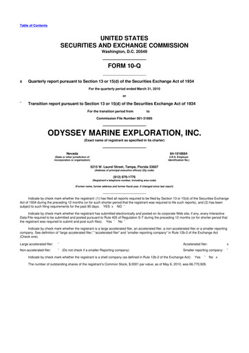 Thumbnail Odyssey Marine Exploration 10-Q Quarterly Report FY 