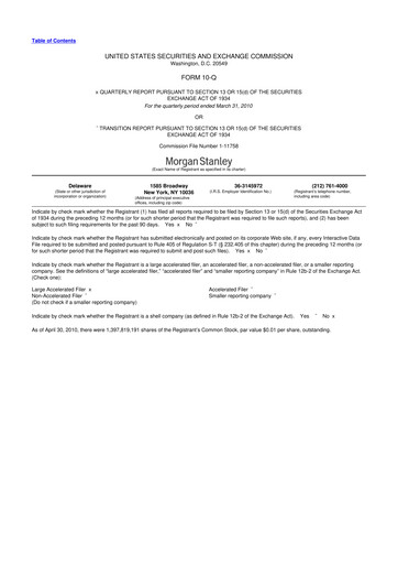 Thumbnail Morgan Stanley 10-Q Quarterly Report FY2010 