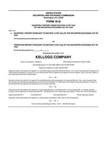 Thumbnail Kellanova 
 (Kellogg's) 10-Q Quarterly Report FY2010 