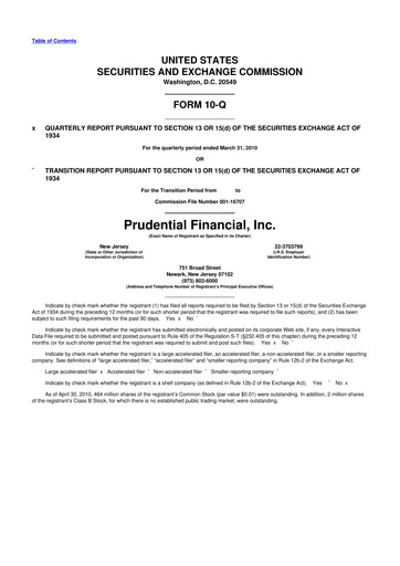 Thumbnail Prudential Financial 10-Q Quarterly Report FY2010 