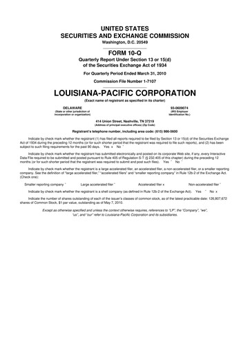 Thumbnail Louisiana-Pacific
 10-Q Quarterly Report FY 