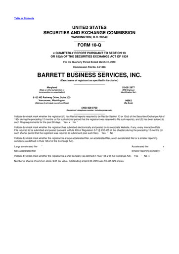 Thumbnail Barrett Business Services 10-Q Quarterly Report FY 