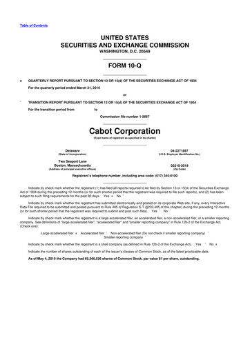 Thumbnail Cabot Corporation
 10-Q Quarterly Report FY 