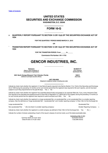 Thumbnail Gencor Industries
 10-Q Quarterly Report FY 