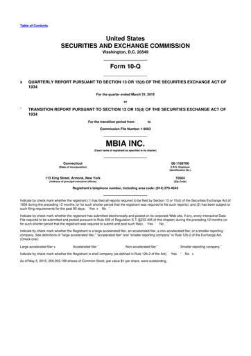 Thumbnail MBIA 10-Q Quarterly Report FY 