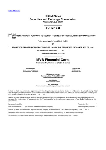 Thumbnail MVB Financial 10-Q Quarterly Report FY 