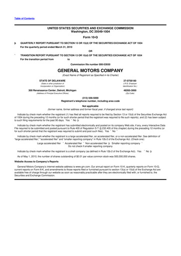 Miniature General Motors 10-Q Rapport trimestriel  